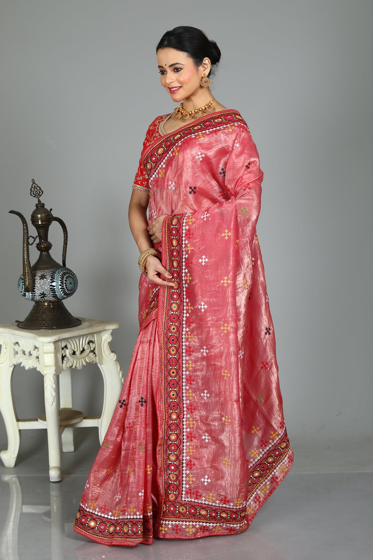 Pink Blended Silk Saree with Thraedwork