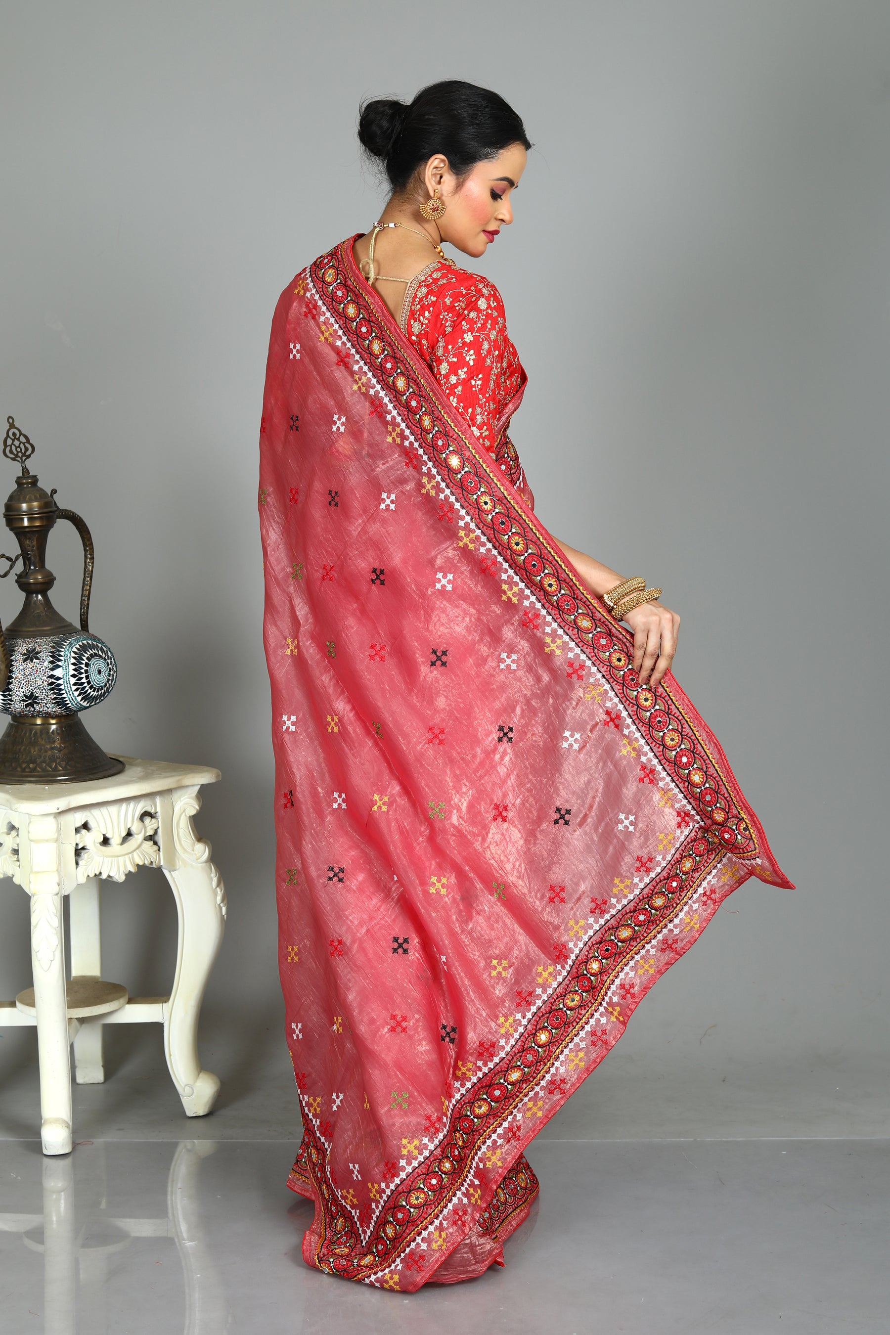Pink Blended Silk Saree with Thraedwork