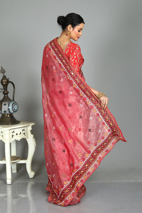 Pink Blended Silk Saree with Thraedwork