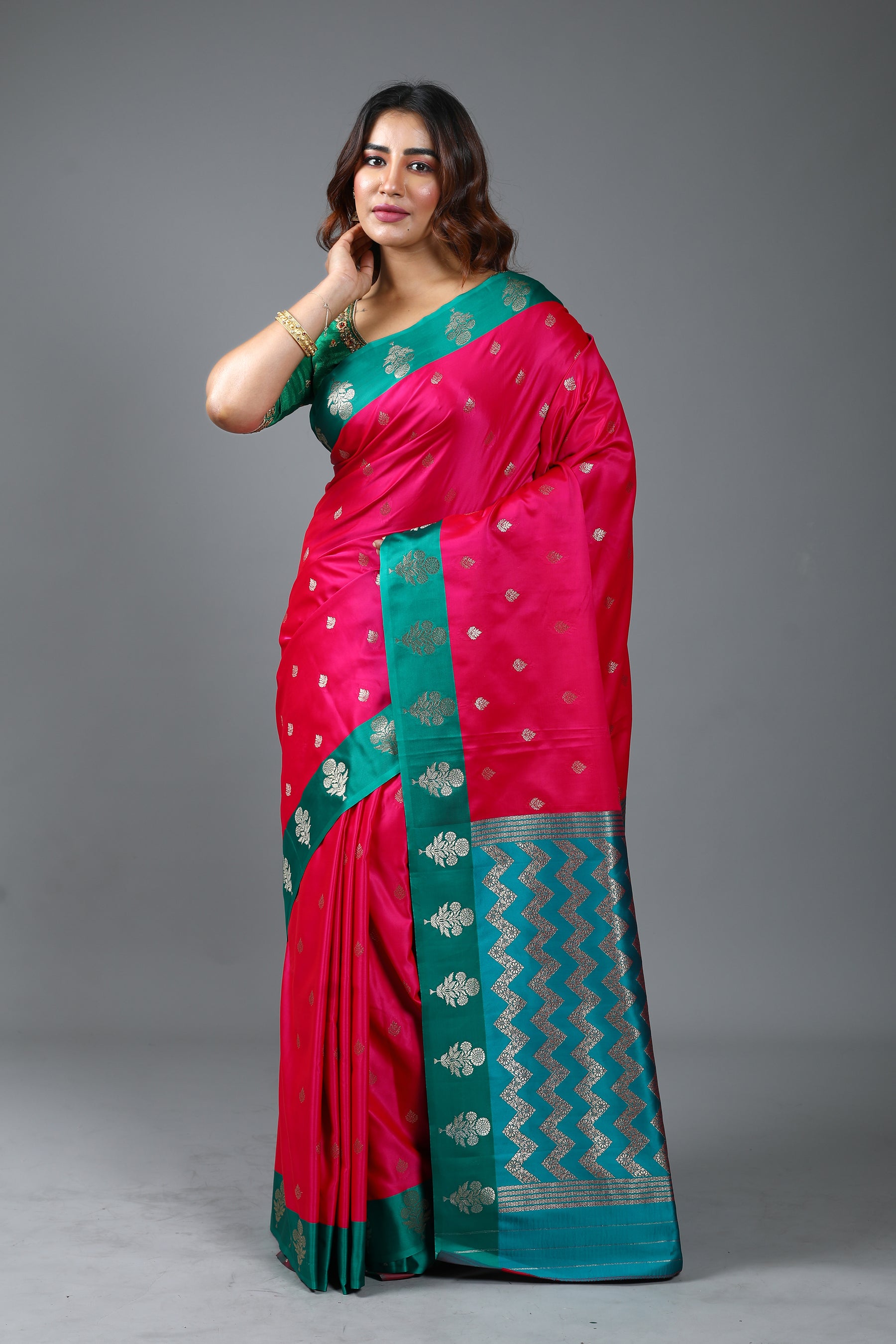 Pink Blended Mashru Silk Saree
