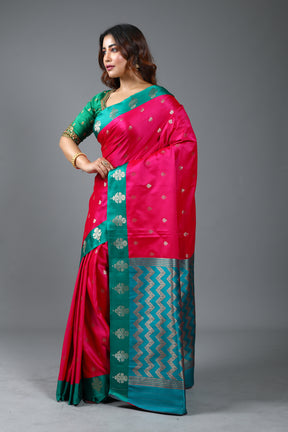 Pink Blended Mashru Silk Saree