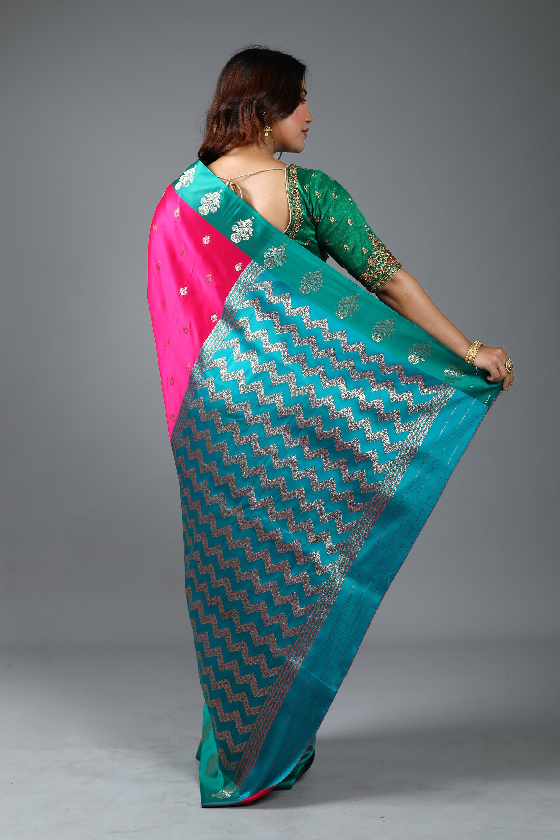 Pink Blended Mashru Silk Saree