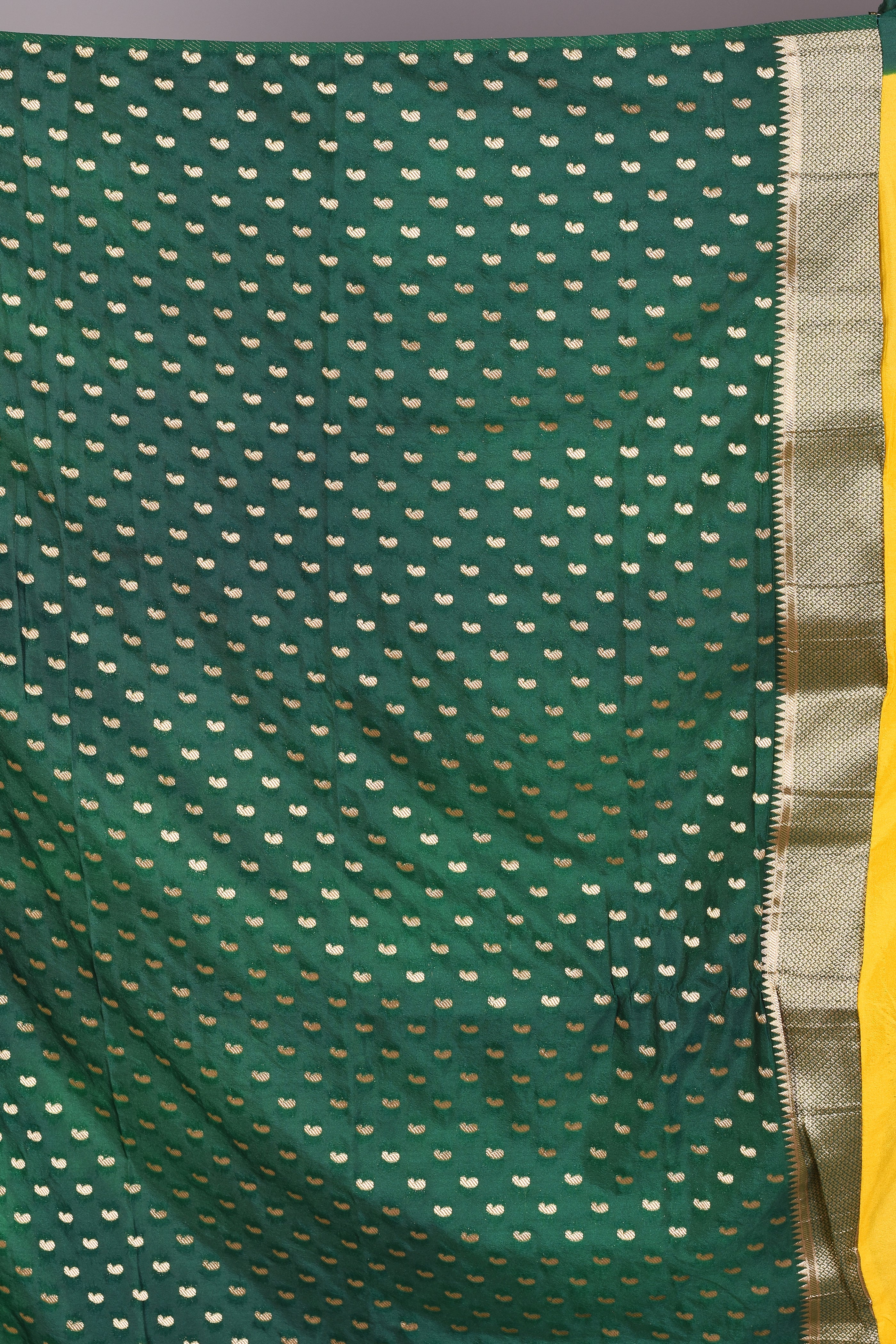 Olive Green Satin Silk Saree with Deep Green Borders - Keya Seth Exclusive