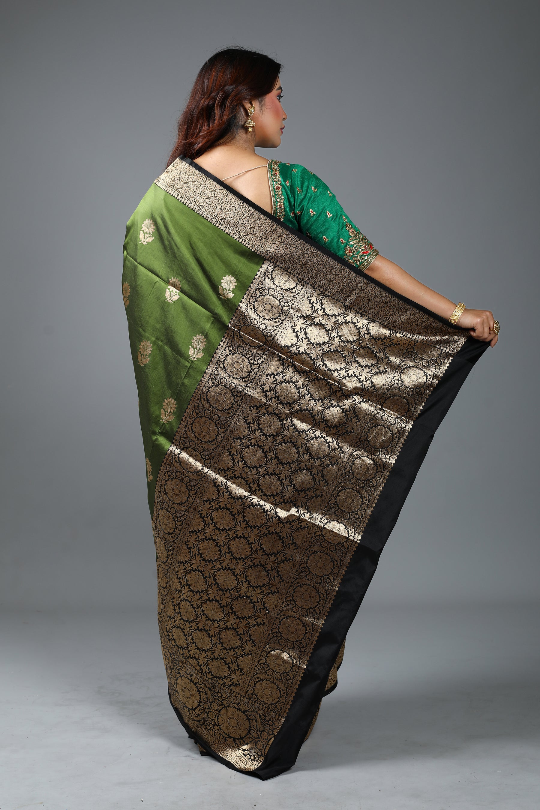 Olive Pure Katan Silk Saree