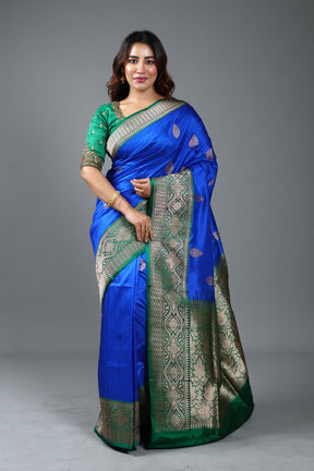 Royal Blue Pure Katan Silk Saree