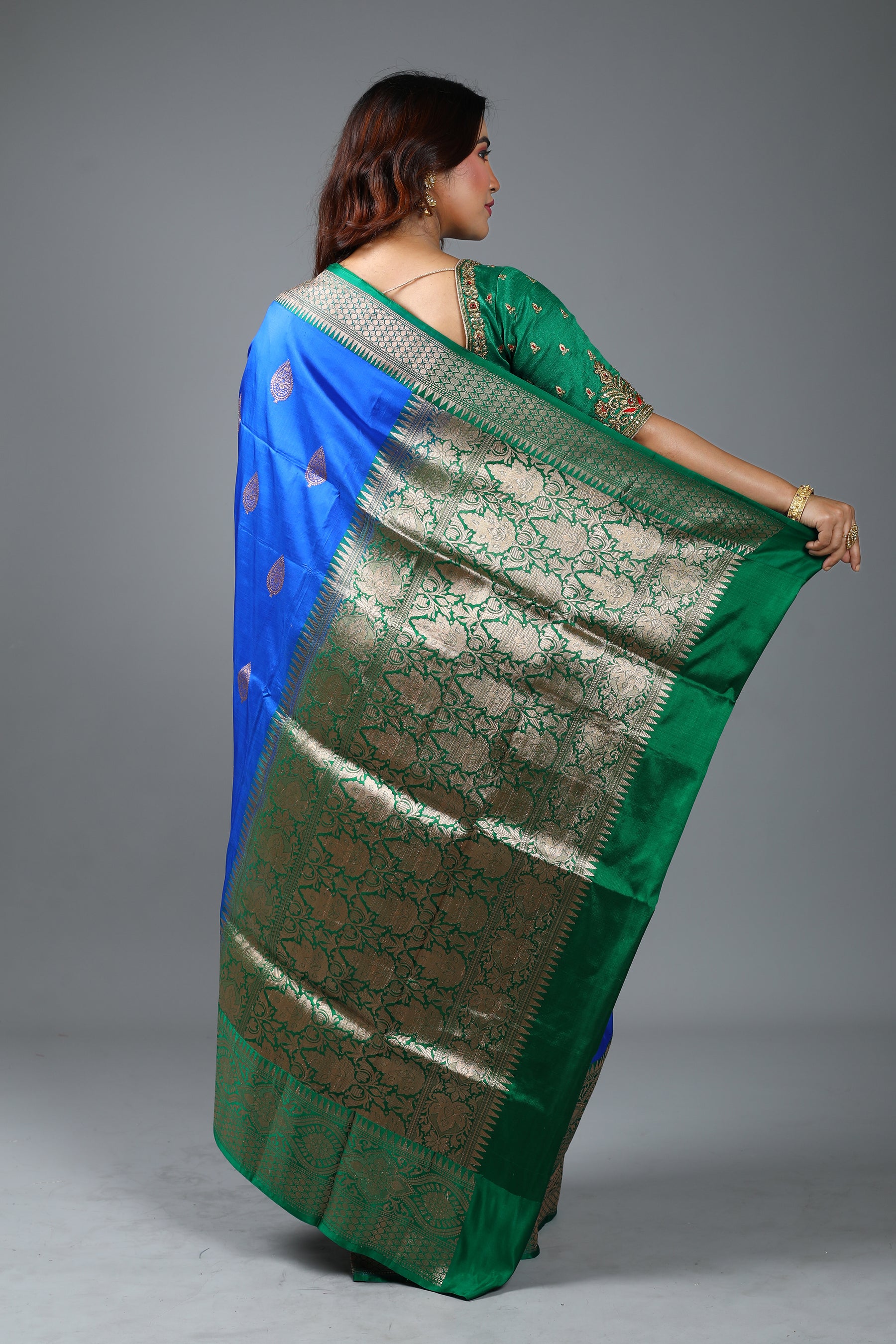 Royal Blue Pure Katan Silk Saree