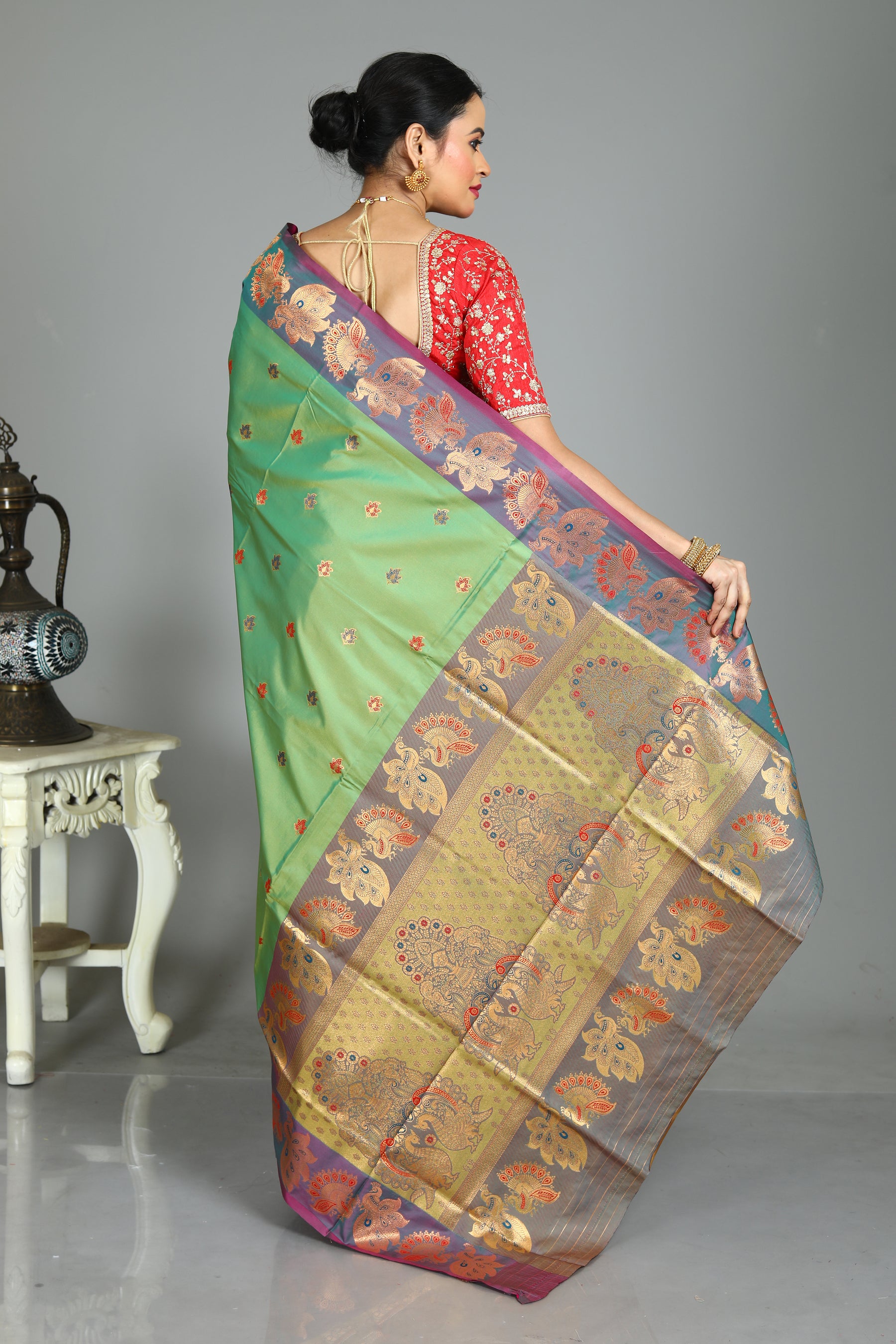Green Blended Madurai Silk Saree