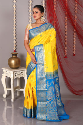 Yellow Blended Kanjivaram Silk Saree - Keya Seth Exclusive