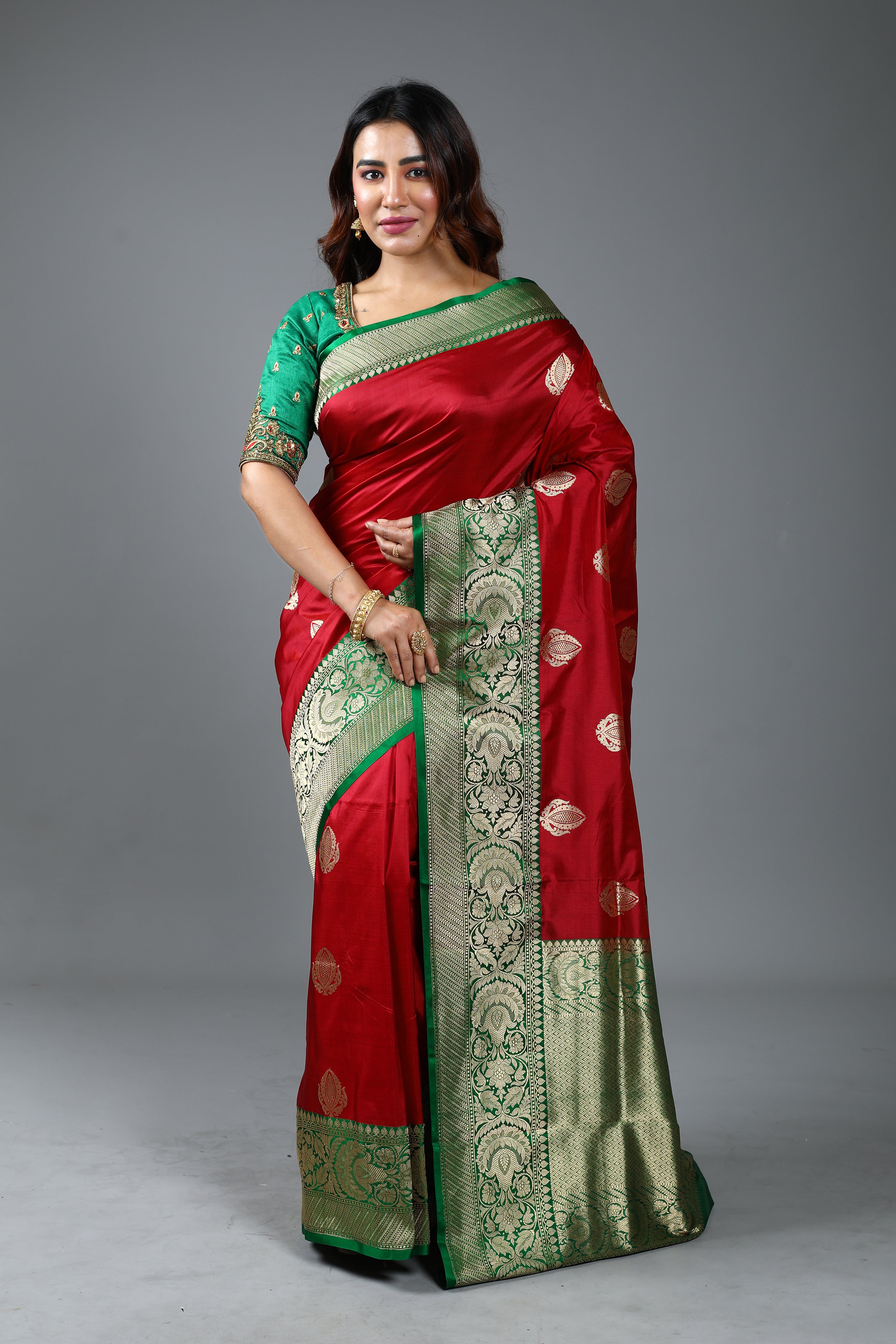 Maroon Pure Katan Silk Saree