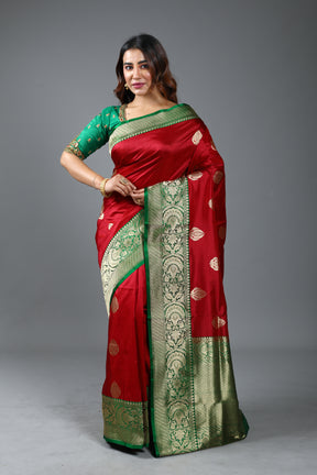 Maroon Pure Katan Silk Saree