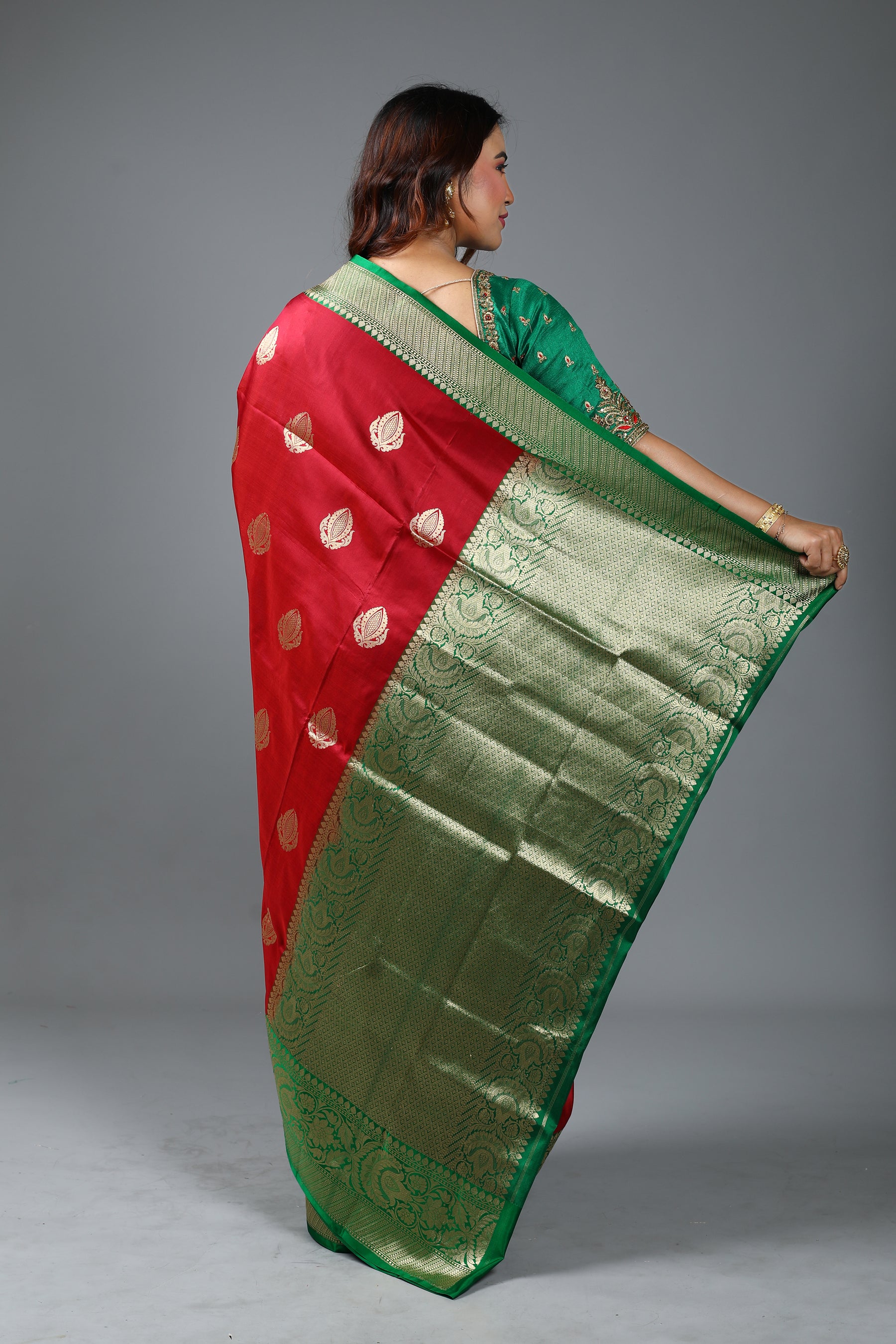 Maroon Pure Katan Silk Saree