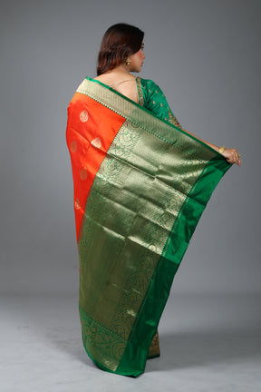 Orange Pure Katan Silk Saree
