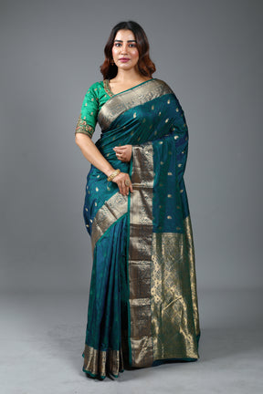 Pure Rama Green Kanjivaram Silk Saree