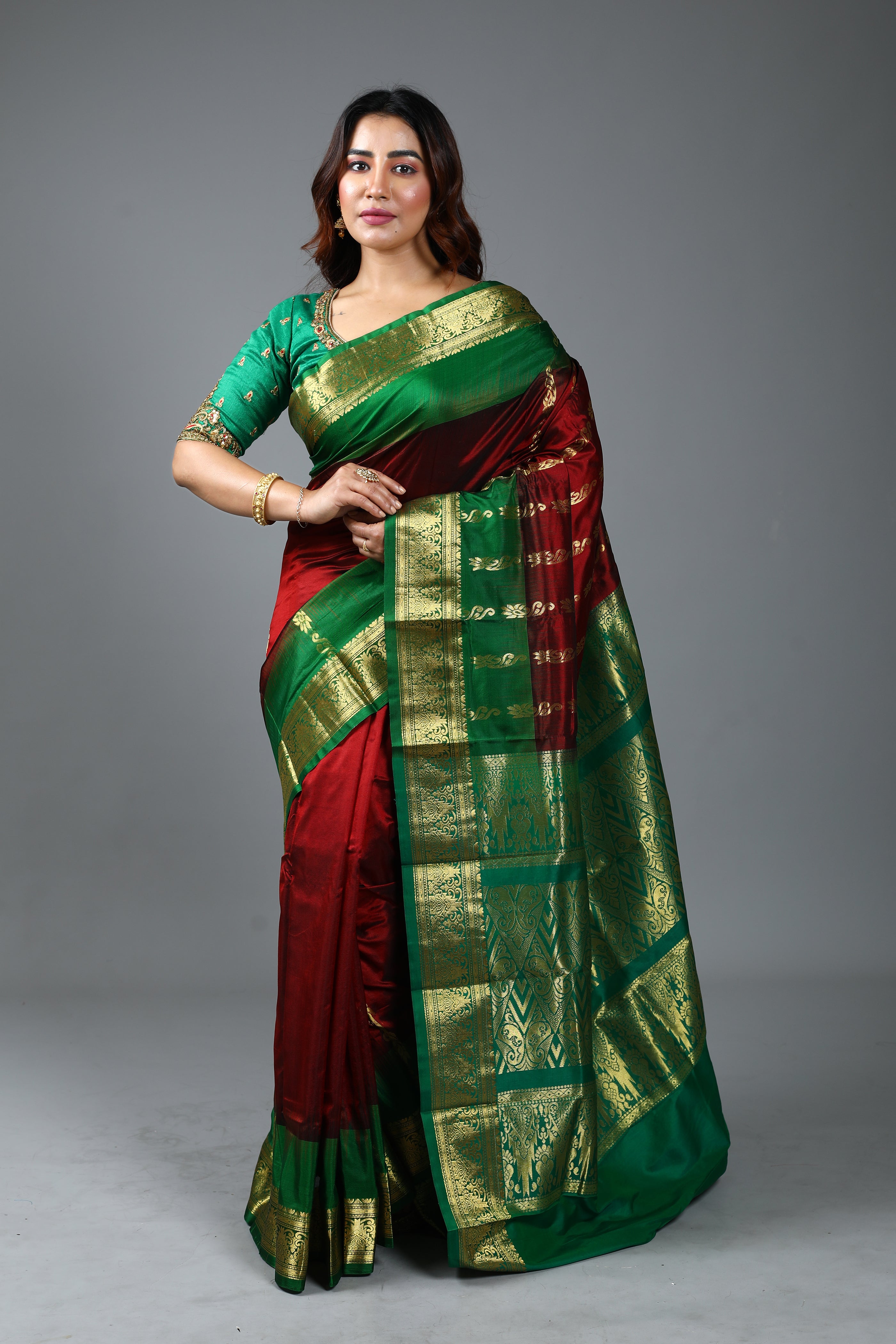 Pure Maroon Kanjivaram Silk Saree