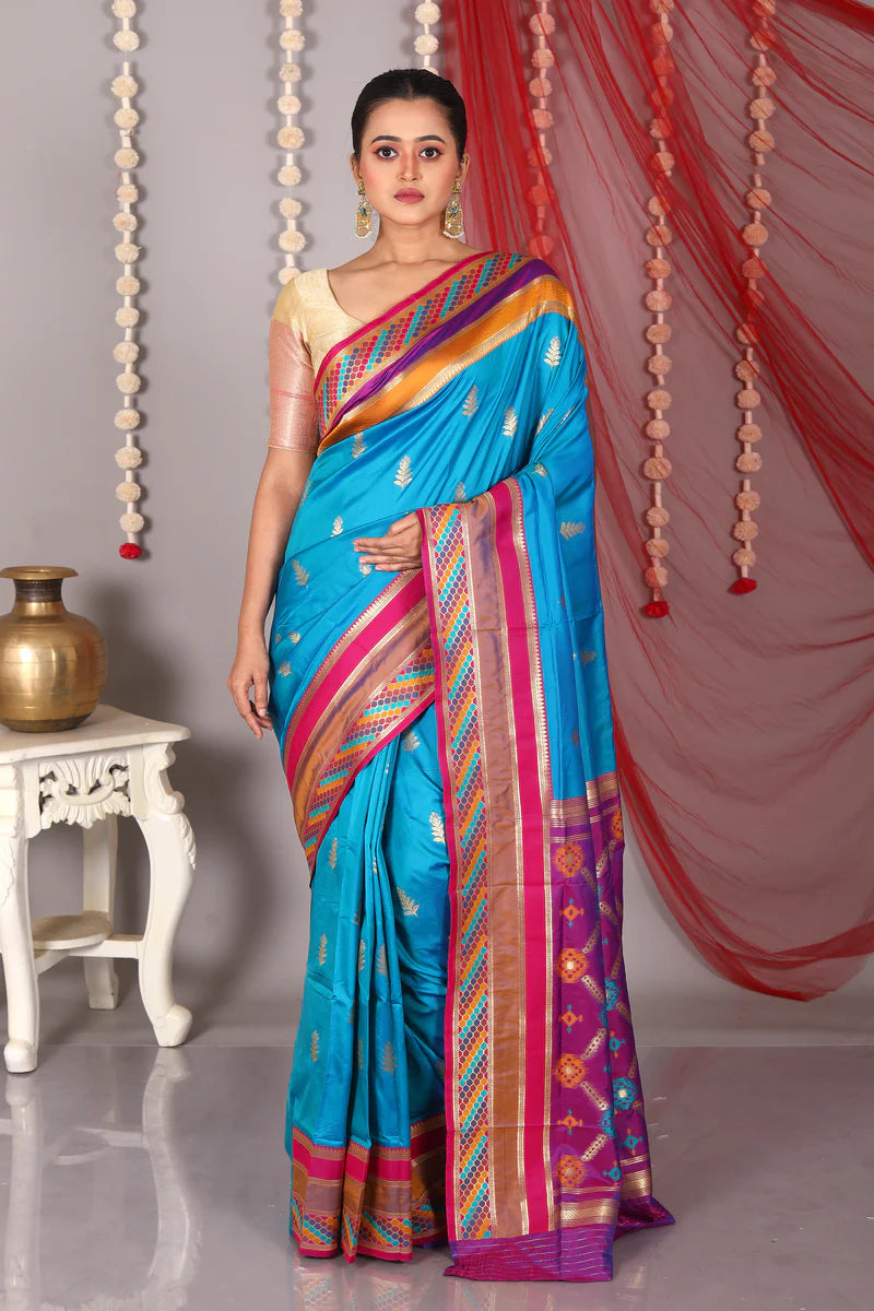 Blue Blended Katan Silk Saree - Keya Seth Exclusive