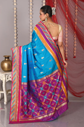 Blue Blended Katan Silk Saree - Keya Seth Exclusive