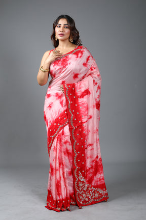 Exquisite Tie & Dye Dola Silk Saree