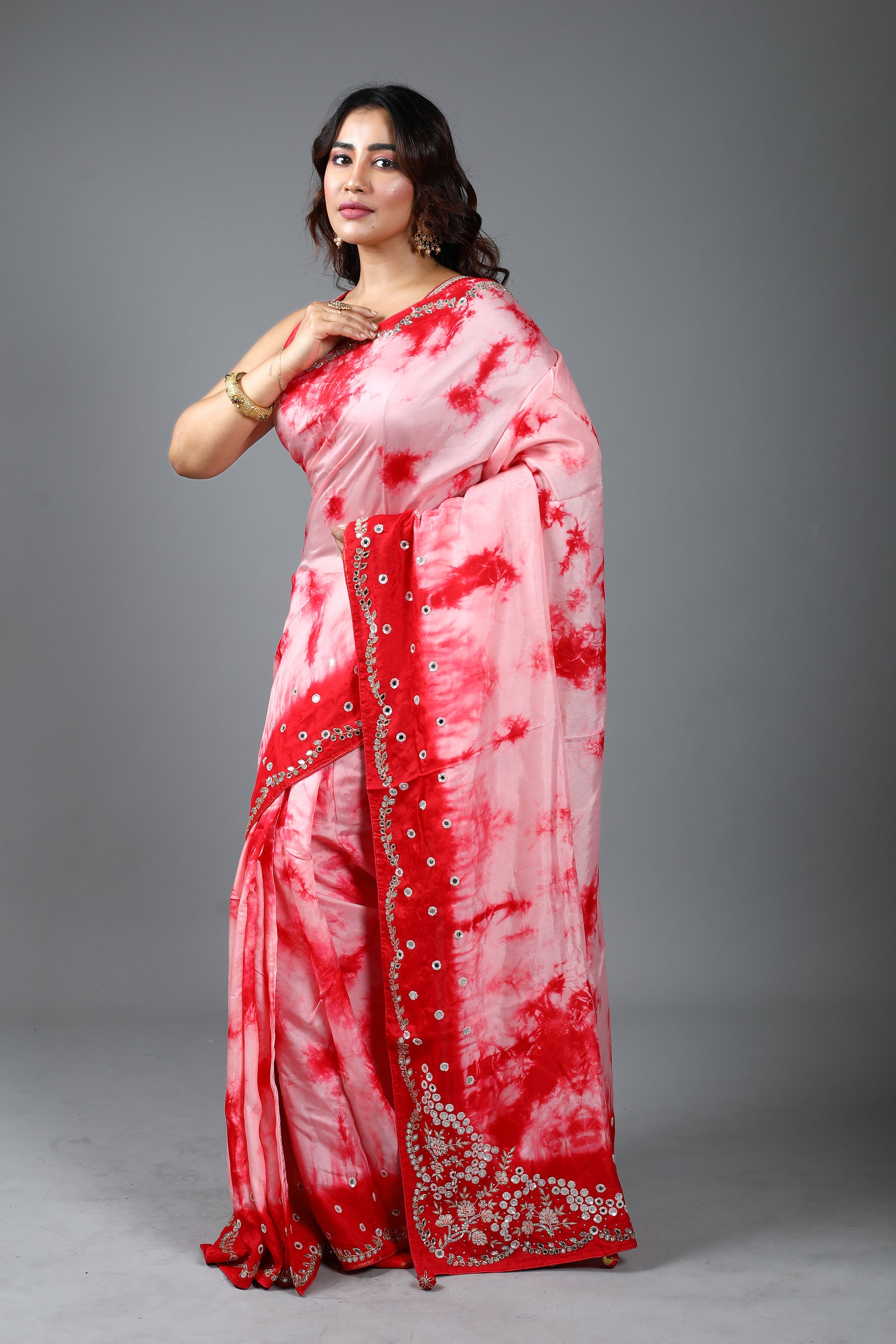 Exquisite Tie & Dye Dola Silk Saree