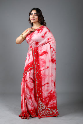 Exquisite Tie & Dye Dola Silk Saree
