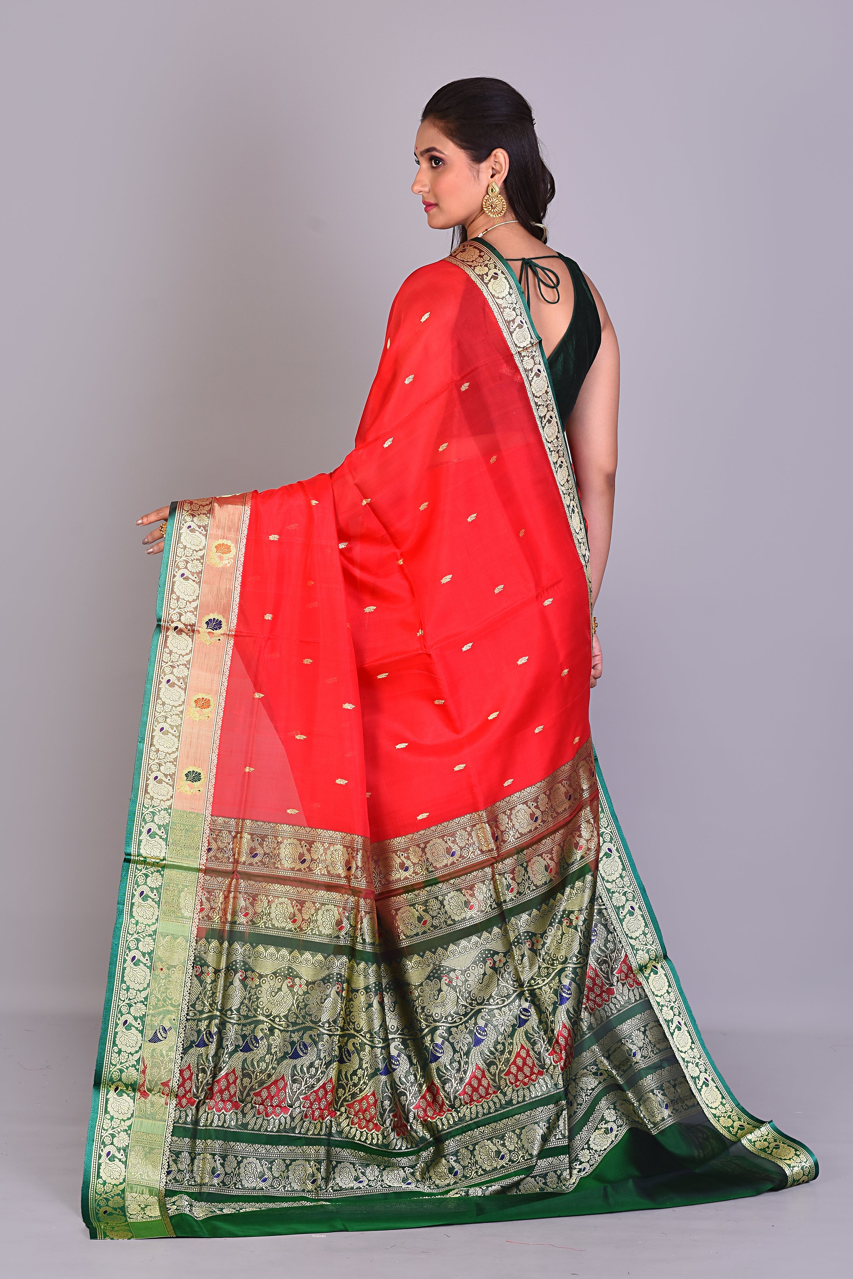 Red Pattu Silk Saree with Blouse Piece - Keya Seth Exclusive