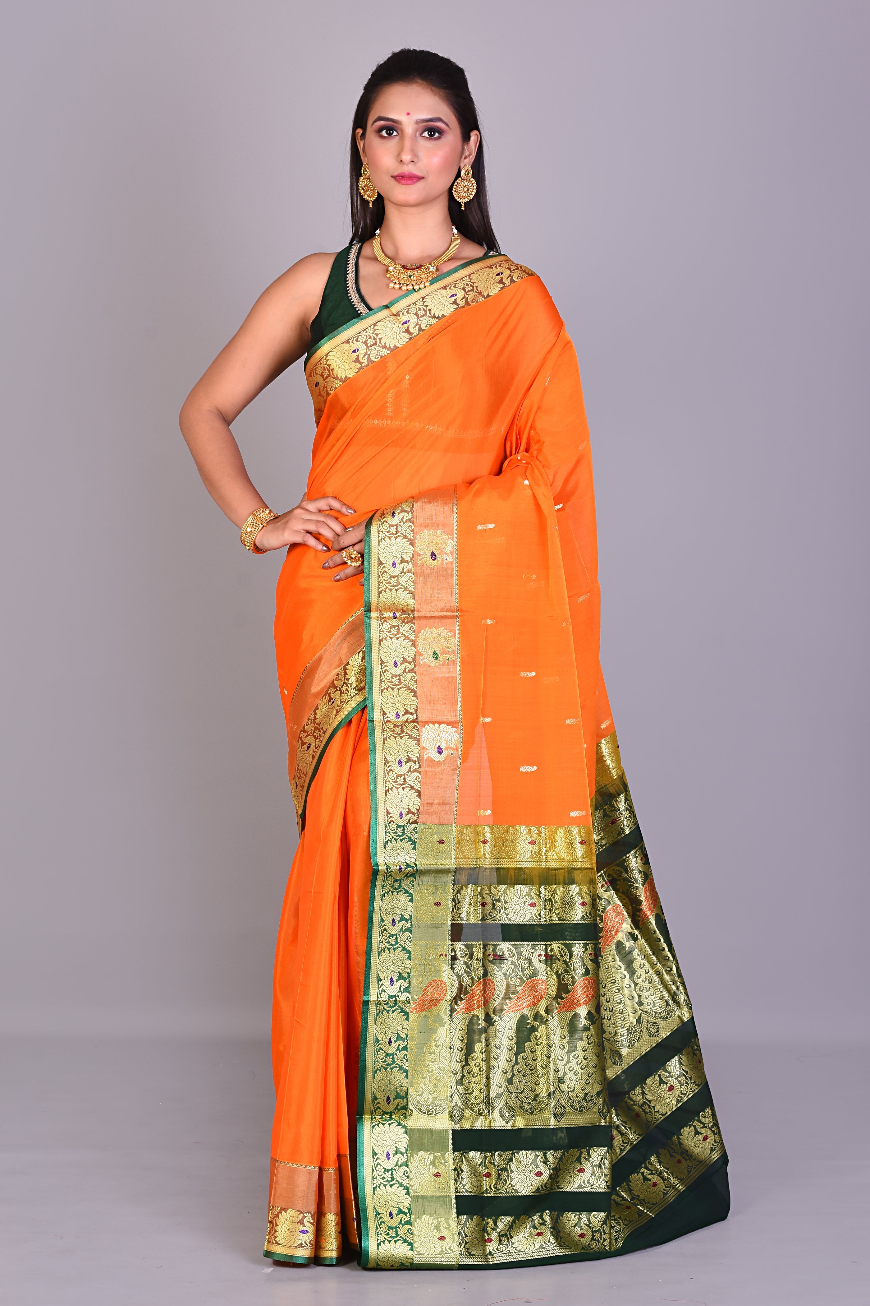 Orange Pattu Silk Saree with Blouse Piece - Keya Seth Exclusive