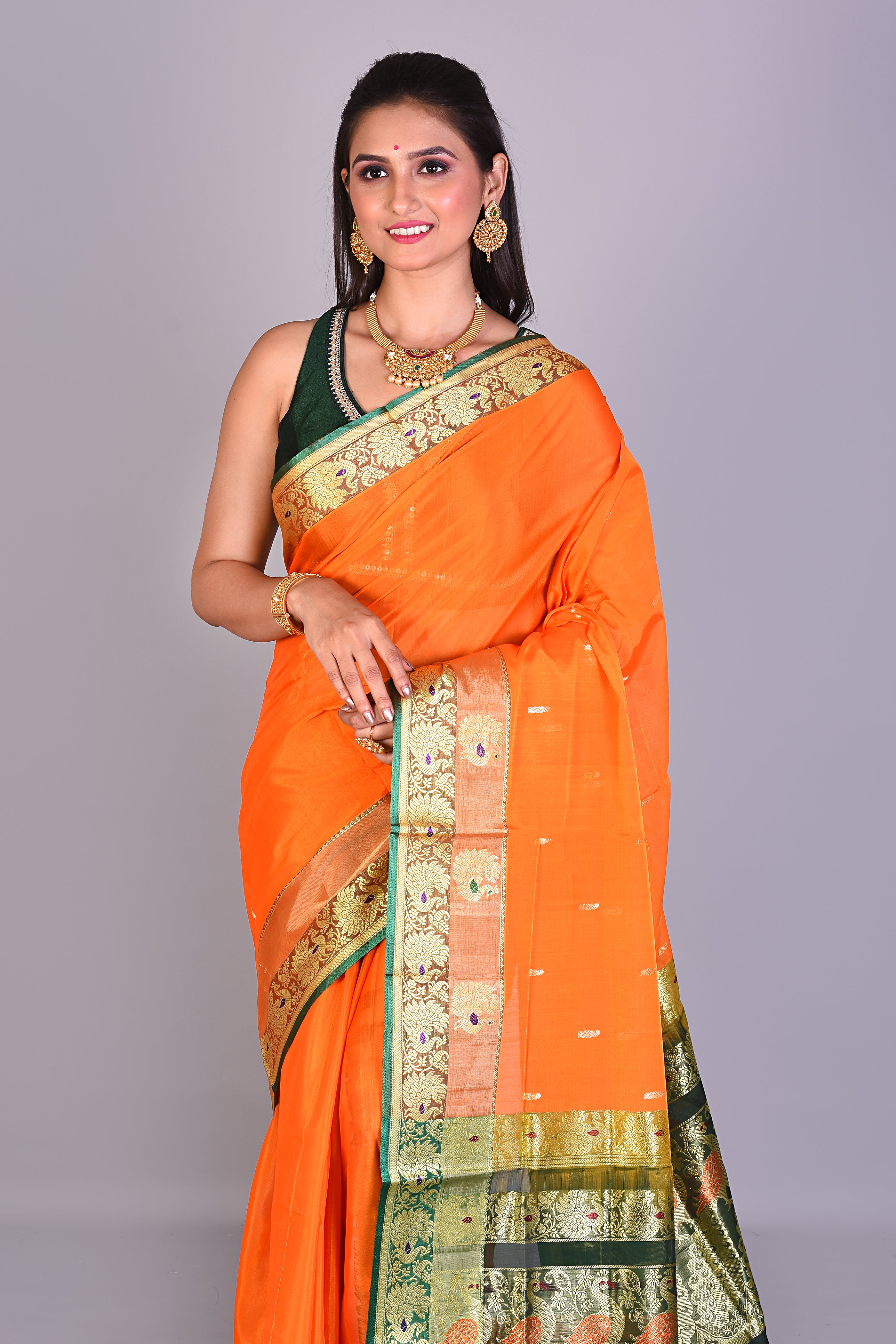 Orange Pattu Silk Saree with Blouse Piece - Keya Seth Exclusive