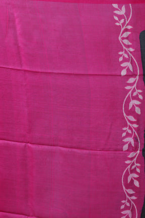 Pure Black Tussar Saree