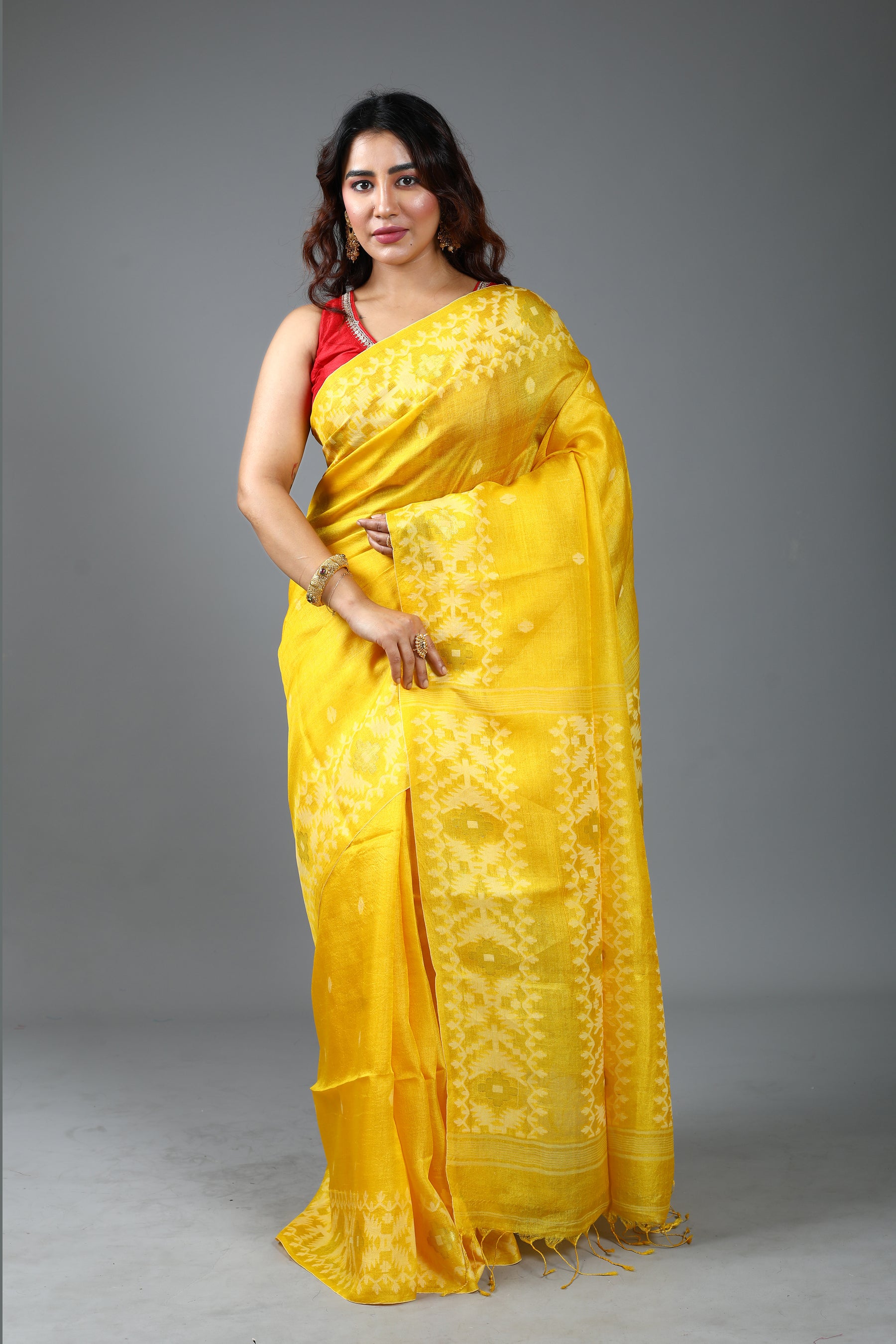 Yellow Pure Tussar Saree