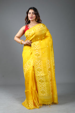 Yellow Pure Tussar Saree