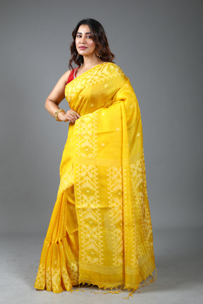 Yellow Pure Tussar Saree