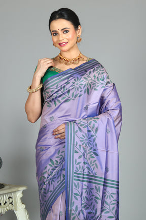 Lavender Blended Silk with Embroidery Work