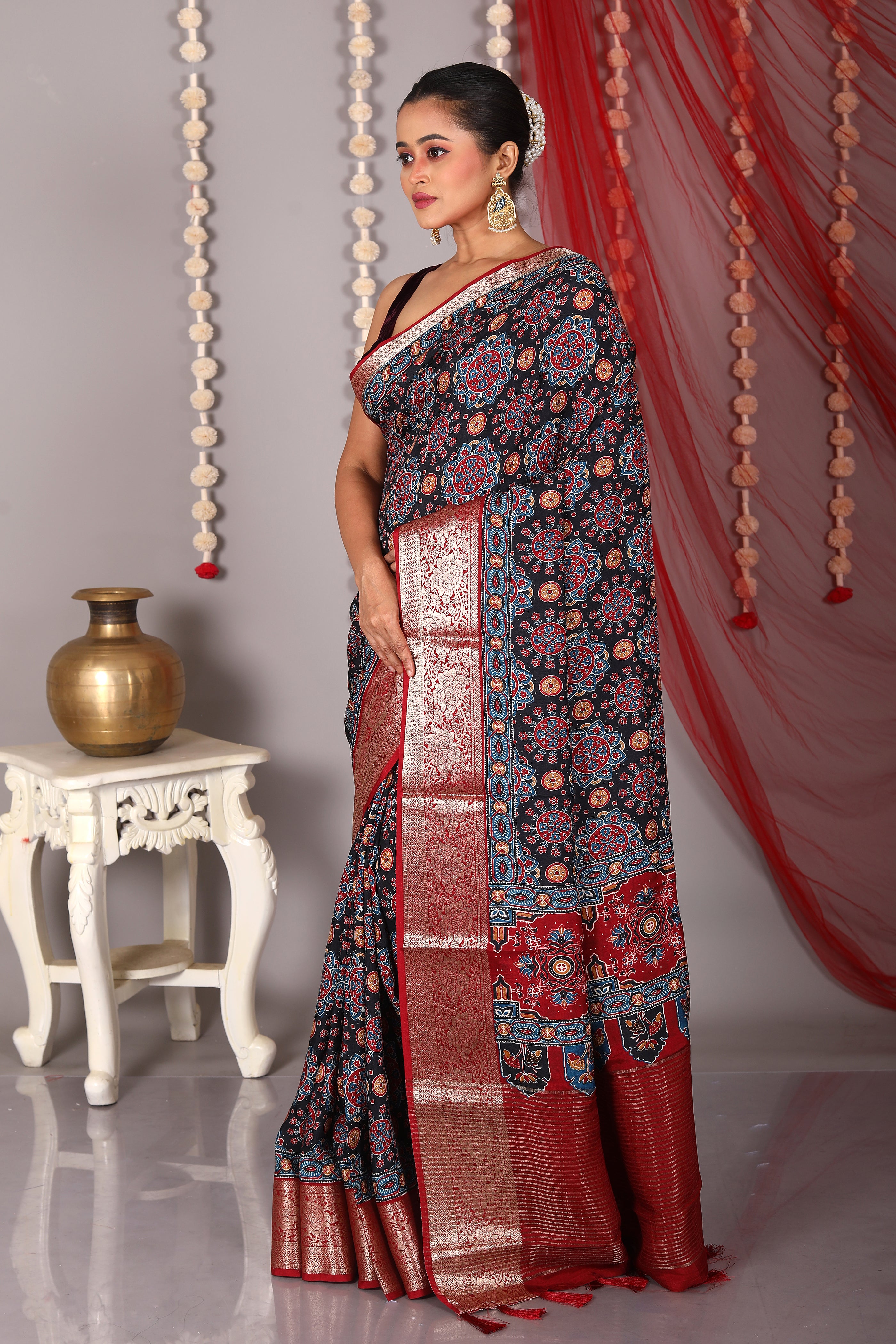 Multicolored Blended Printed Silk Saree - Keya Seth Exclusive