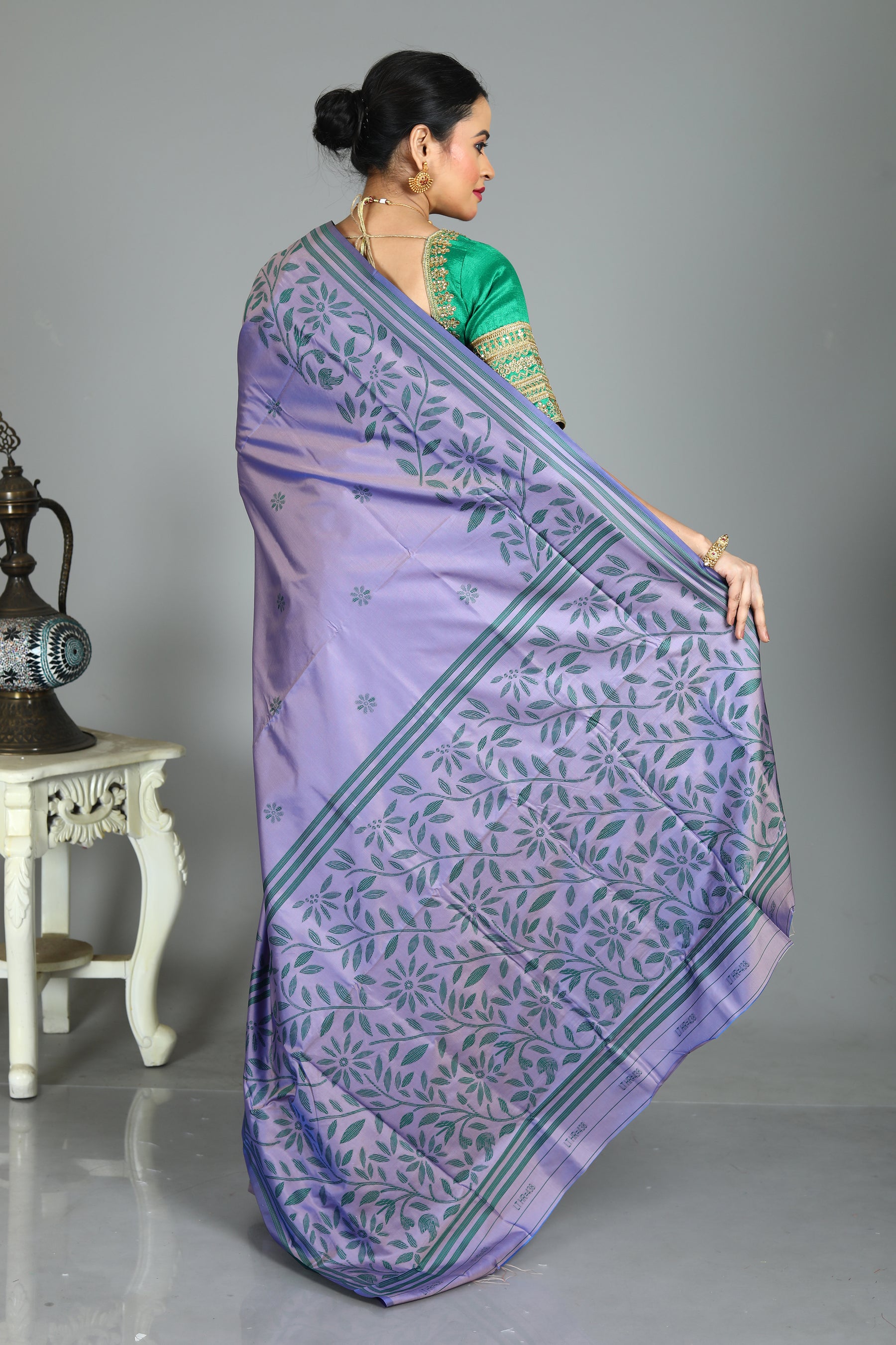 Lavender Blended Silk with Embroidery Work