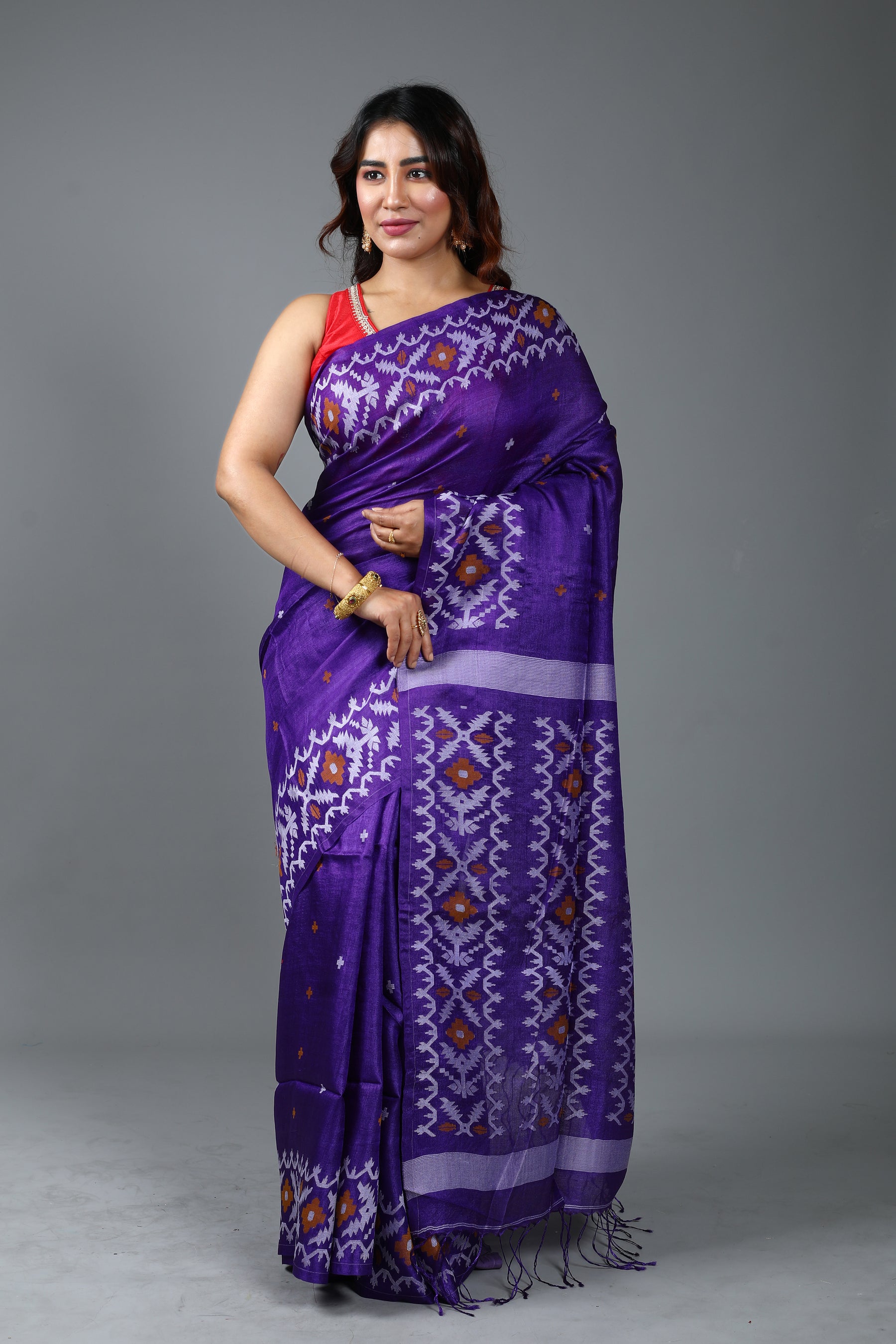 Purple Pure Tussar Saree