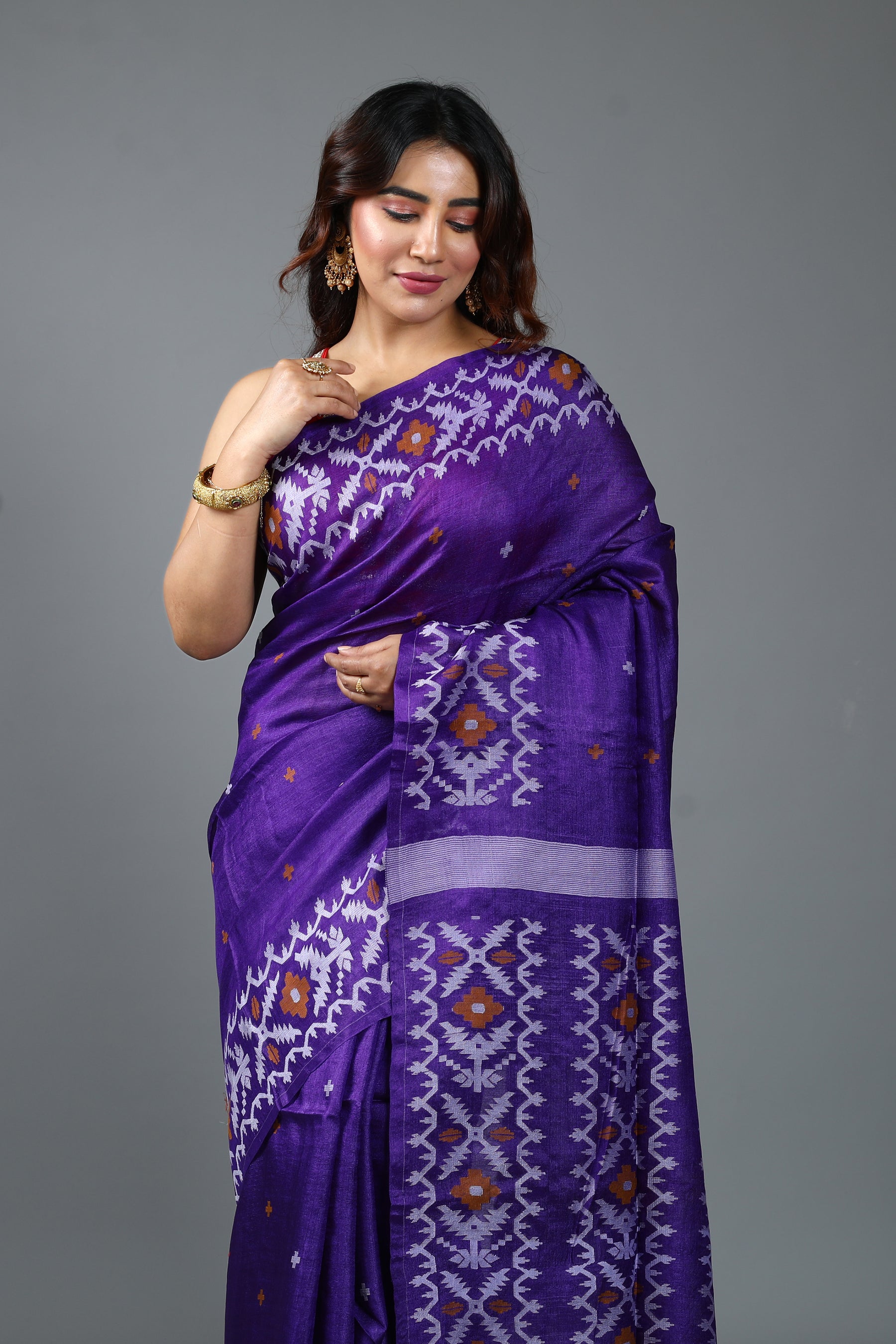 Purple Pure Tussar Saree