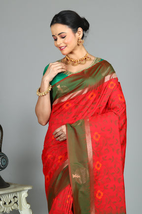 Red Blended Handloom Silk Saree