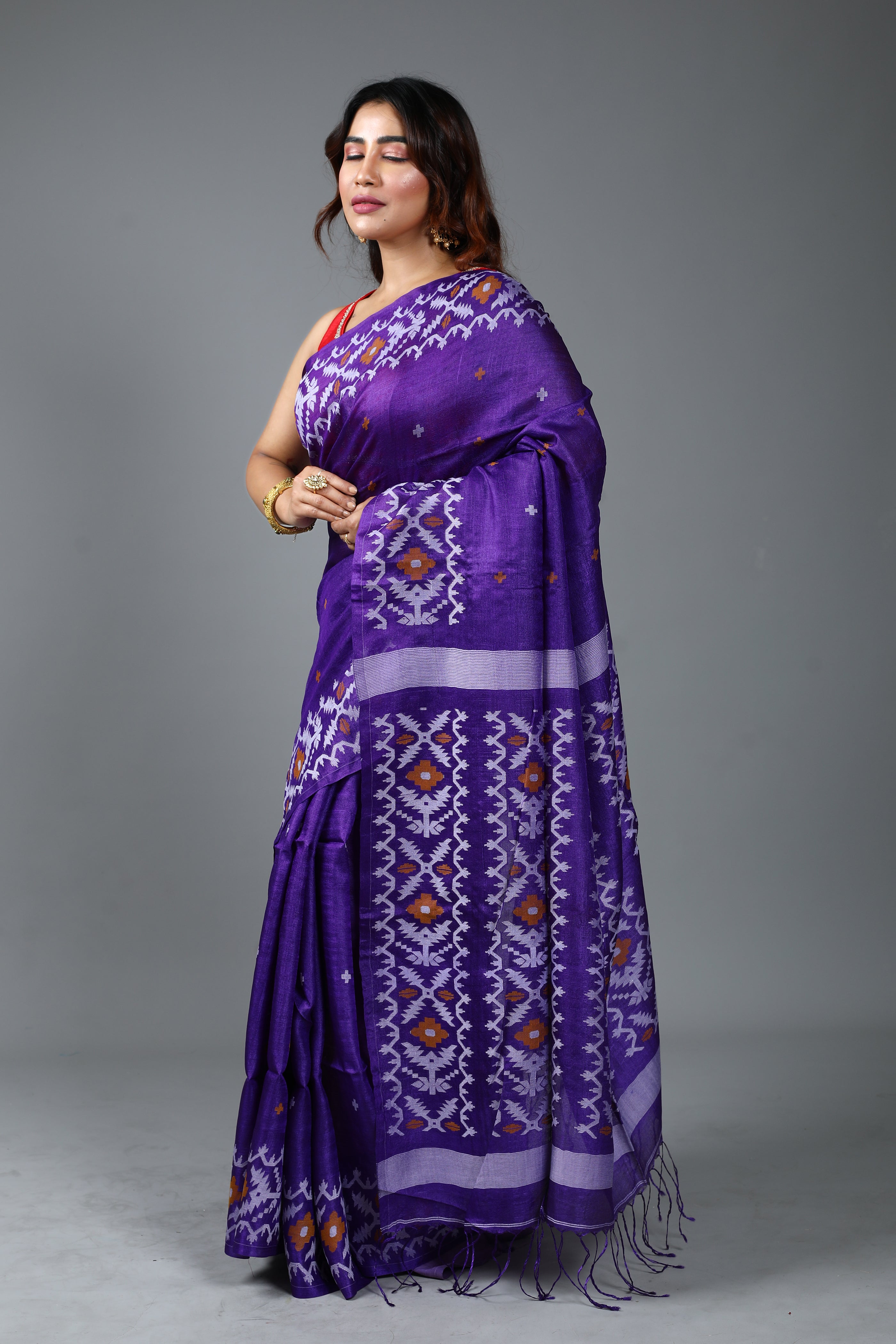 Purple Pure Tussar Saree