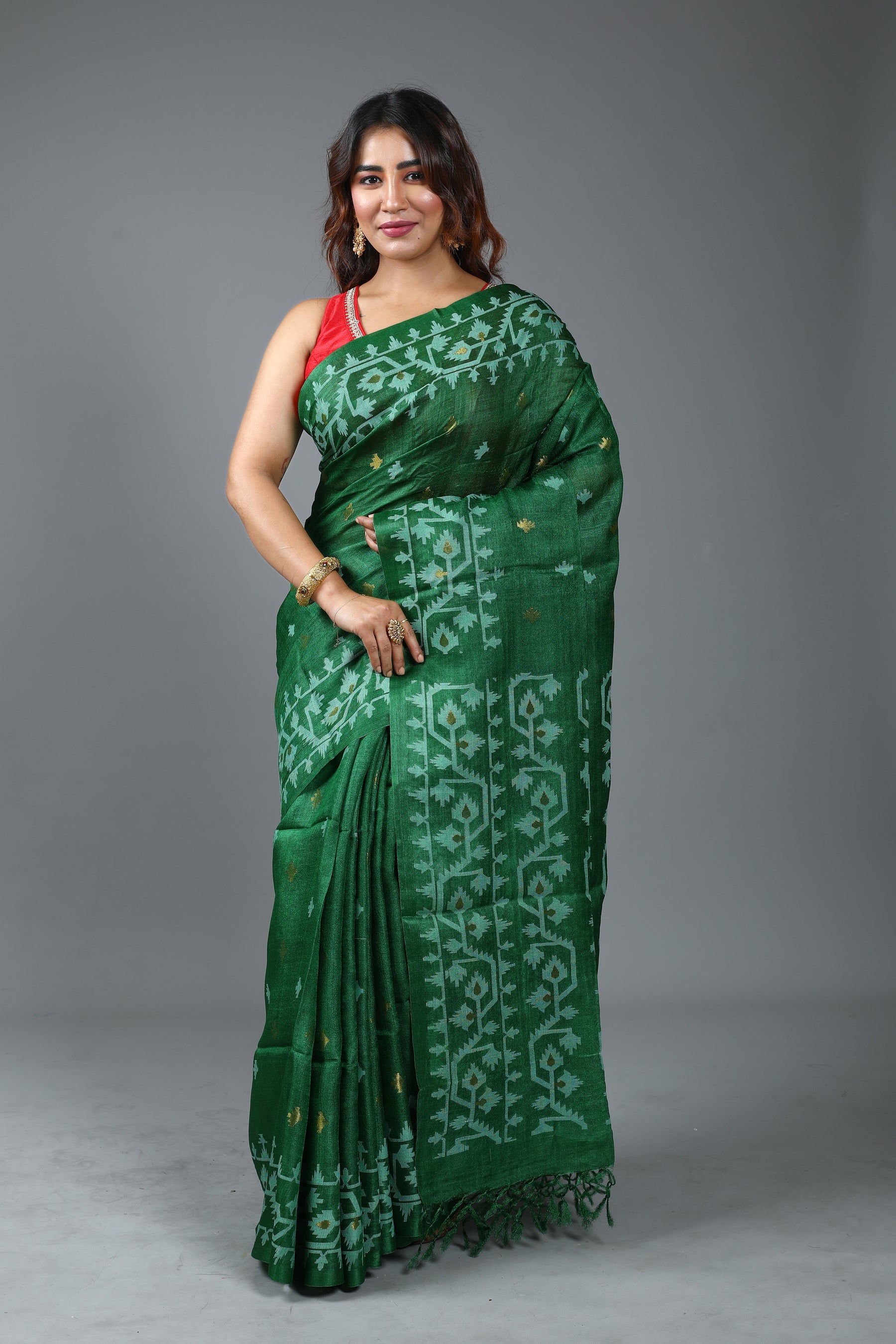 Green Pure Tussar Saree