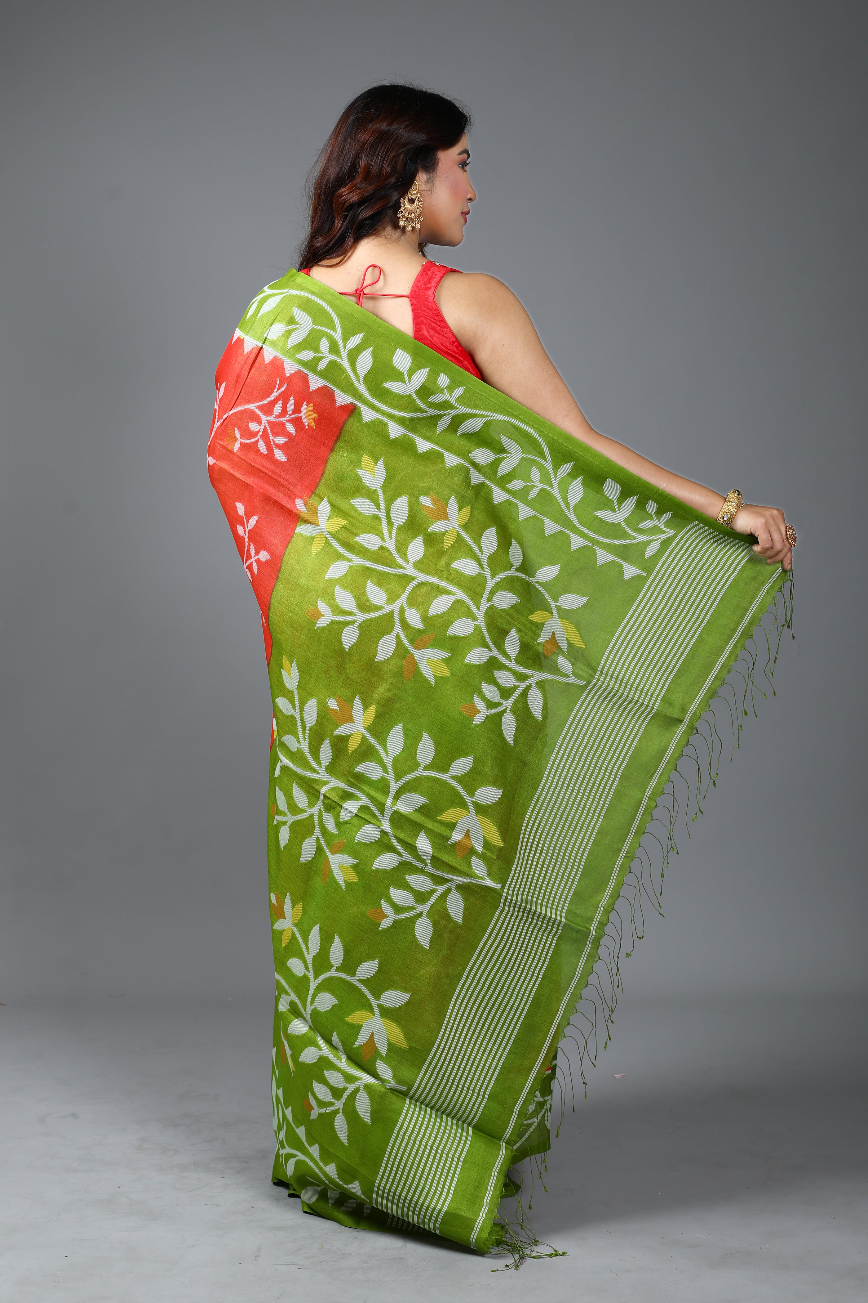 Rust Pure Tussar Saree