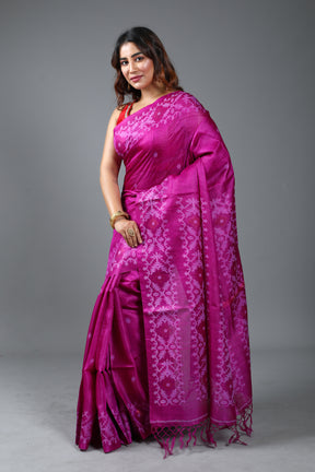 Magenta Pure Tussar Saree