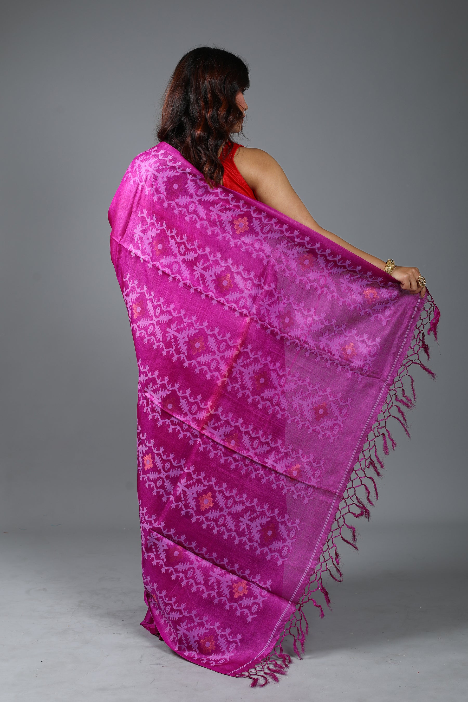 Magenta Pure Tussar Saree