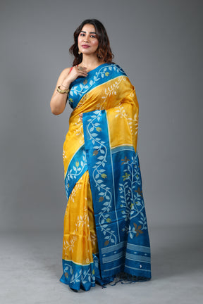 Yellow Pure Tussar Saree