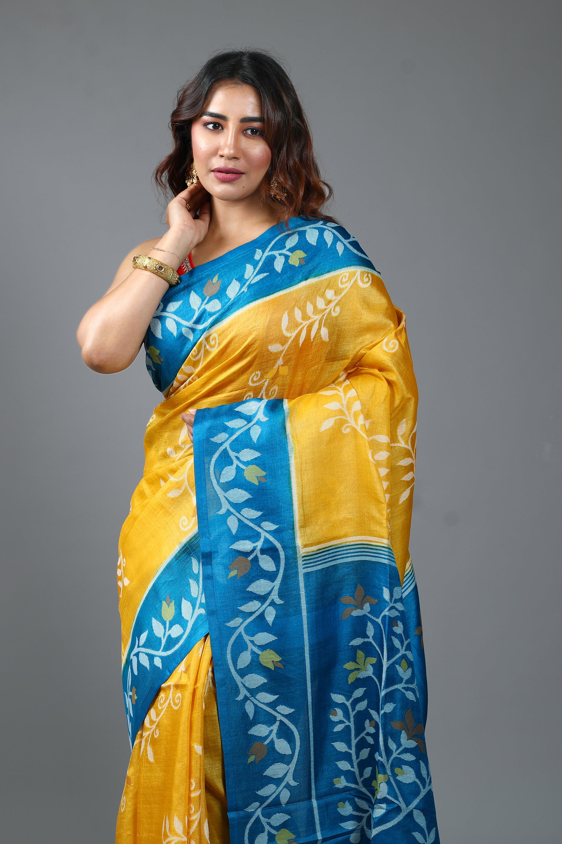 Yellow Pure Tussar Saree