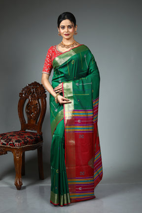 Green Blended Handloom Silk Saree
