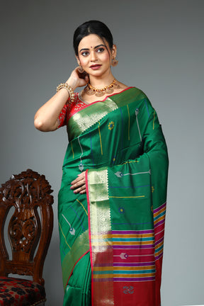 Green Blended Handloom Silk Saree