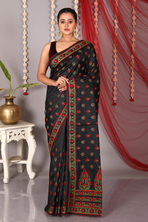 Black Blended Tussar Saree - Keya Seth Exclusive
