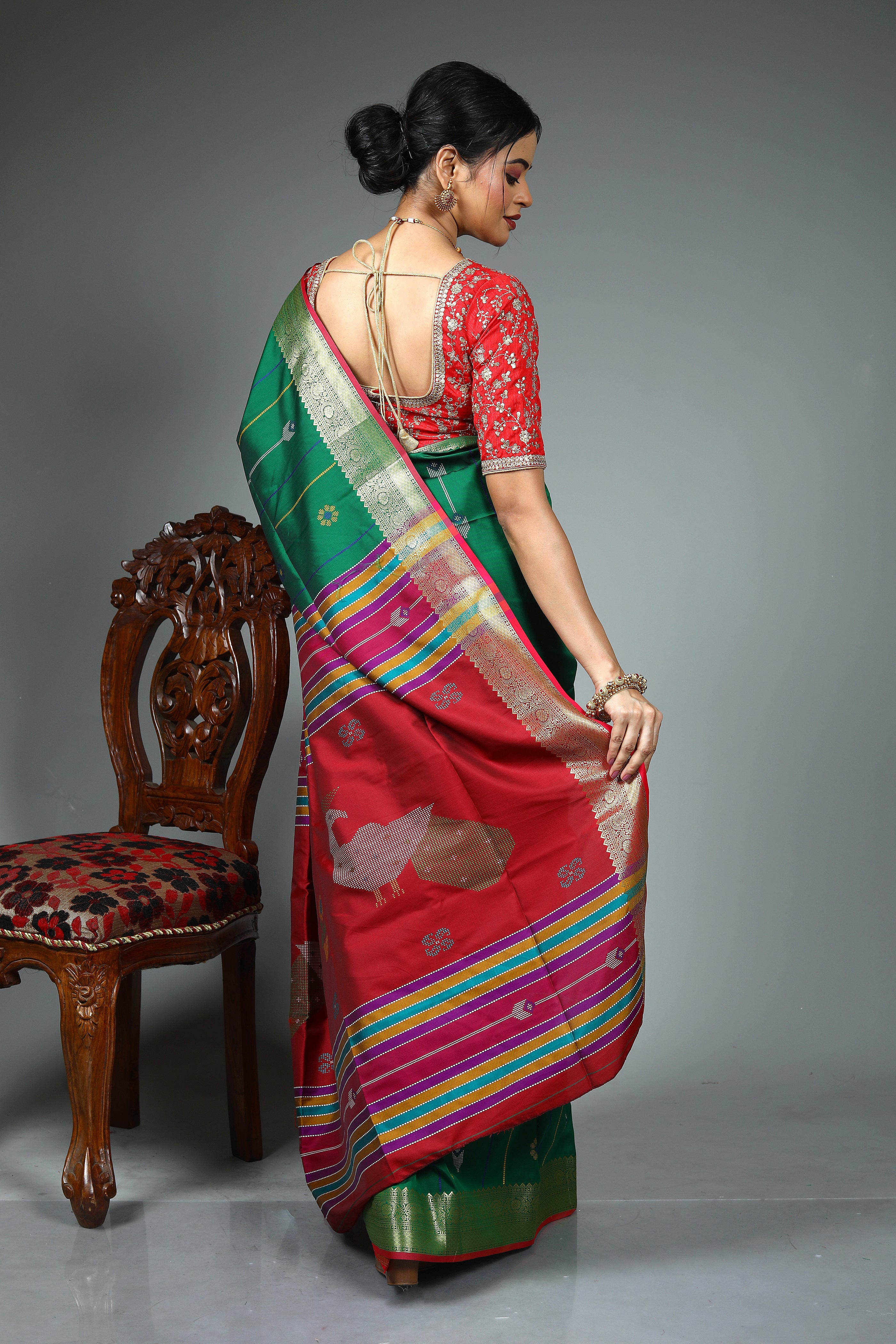 Green Blended Handloom Silk Saree