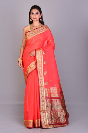 Pink Pattu Silk Saree with Maroon Borders - Keya Seth Exclusive