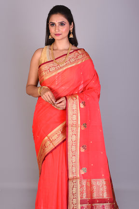 Pink Pattu Silk Saree with Maroon Borders - Keya Seth Exclusive