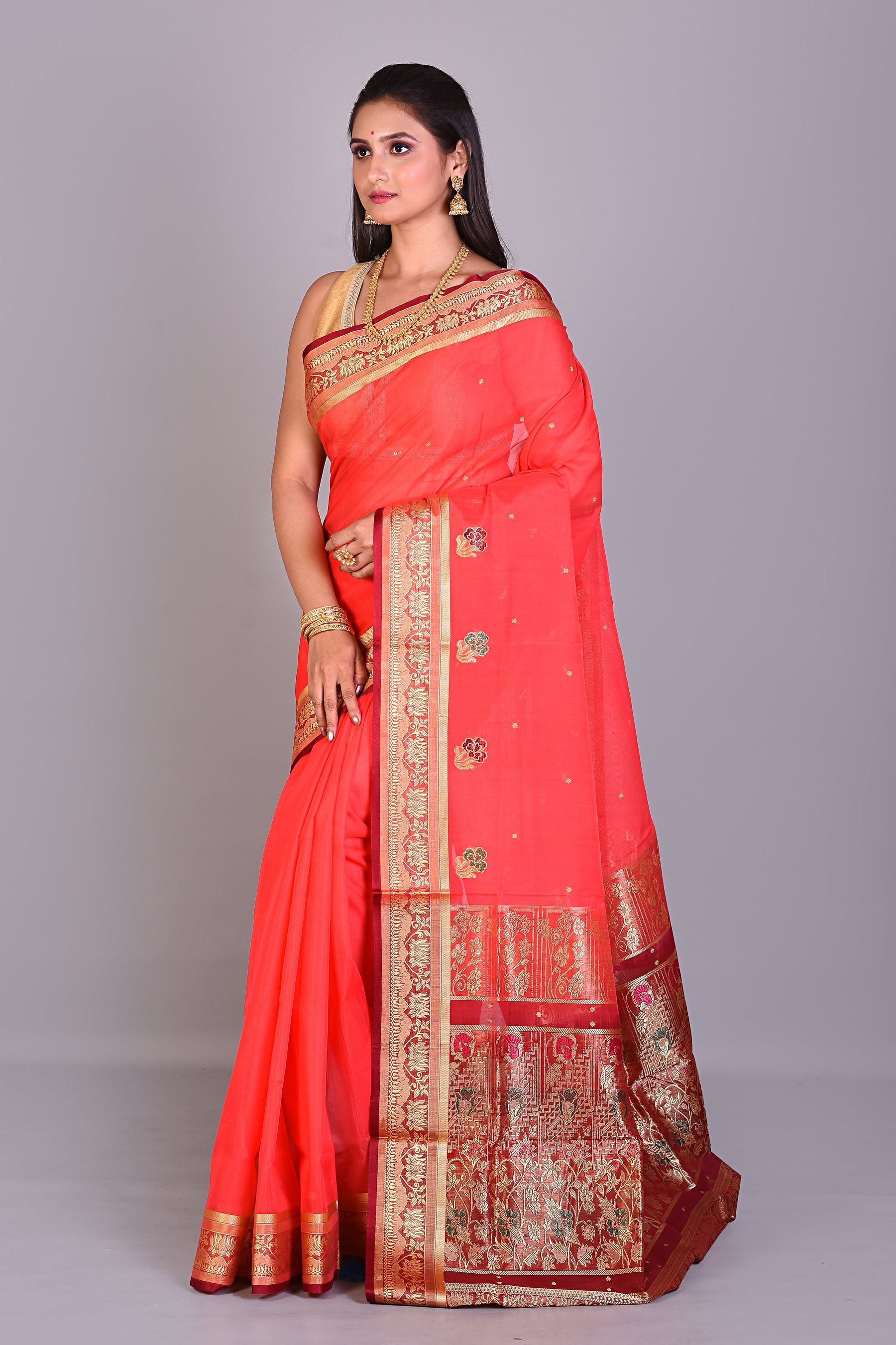 Pink Pattu Silk Saree with Maroon Borders - Keya Seth Exclusive